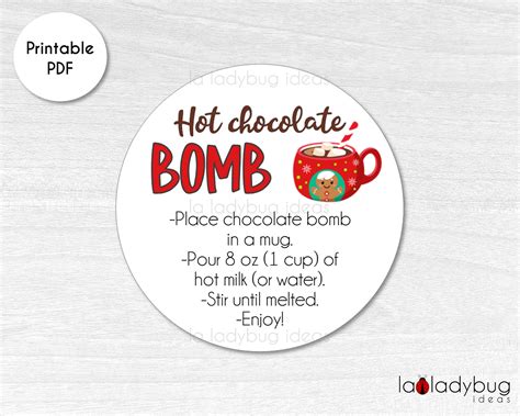 Chocolate Bomb Instructions Free Printable Printable Hot Chocolate Labels